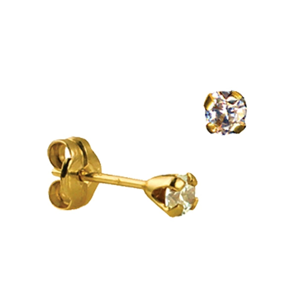 Sterling Silver 3mm 4 Claw Round CZ Earring Studs