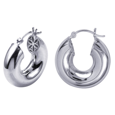 Sterling Silver 6mm Wide Round Hoop Earrings