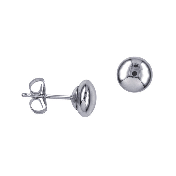 Sterling Silver 5mm Heavy Flattened Ball Earring Studs