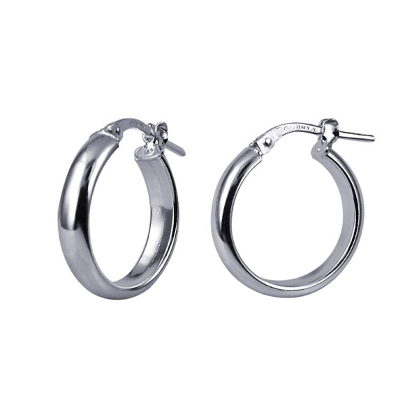 Sterling Silver Italian Made 15mm Half Round Earring Hoops