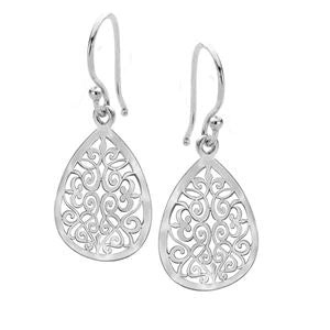 Sterling Silver Filigree Teardrop Earrings