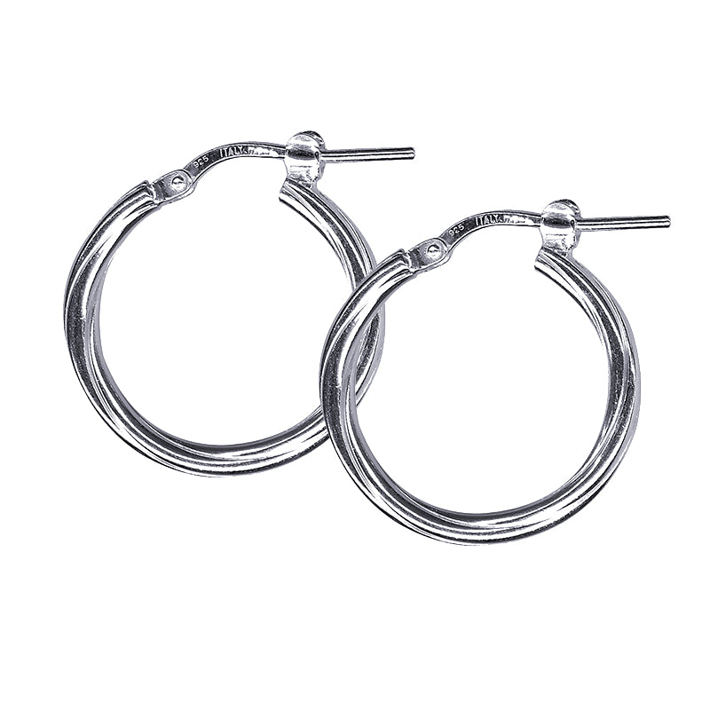 Italian Made Twist 15mm Hoop Earrings