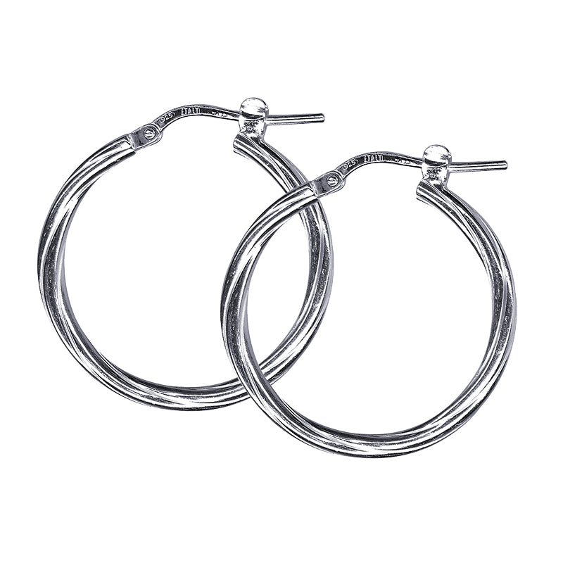 Italian Made Twist 20mm Hoop Earrings