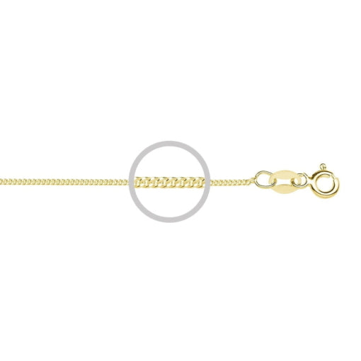 Sterling Silver 0.08mm Curb Chain Gold Plated 38cm + 5cm