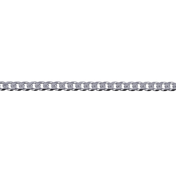 Sterling Silver Italian Made 3.3mm Bevelled Diamond Cut Curb Link Chain