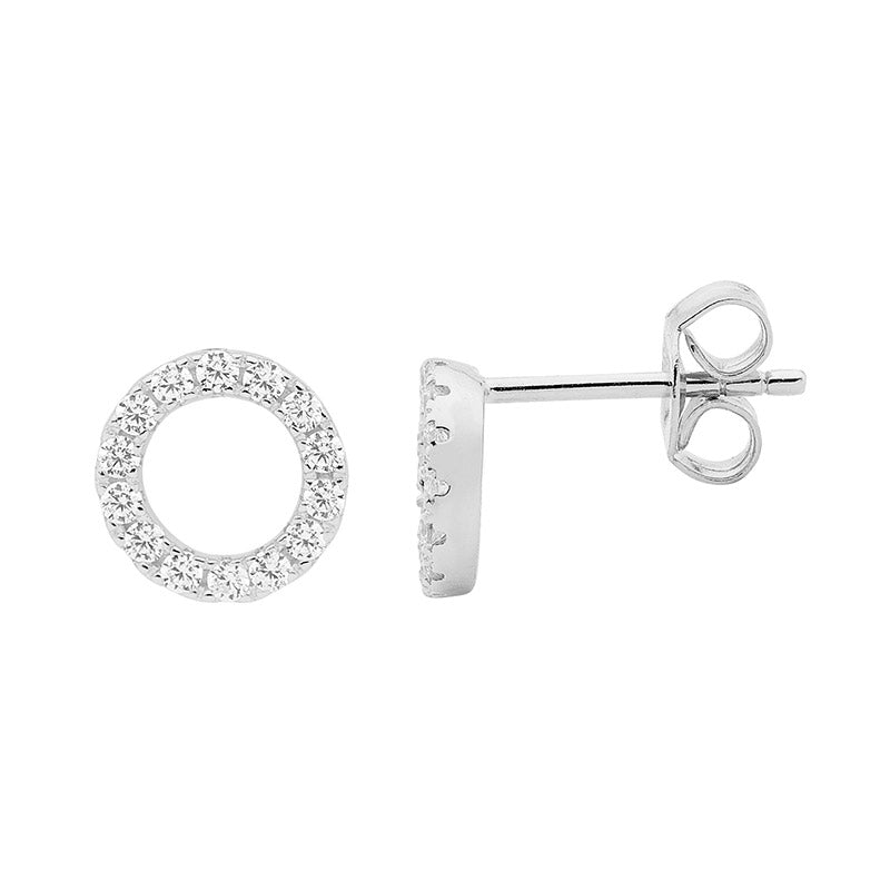 Sterling Silver Circle CZ Studs