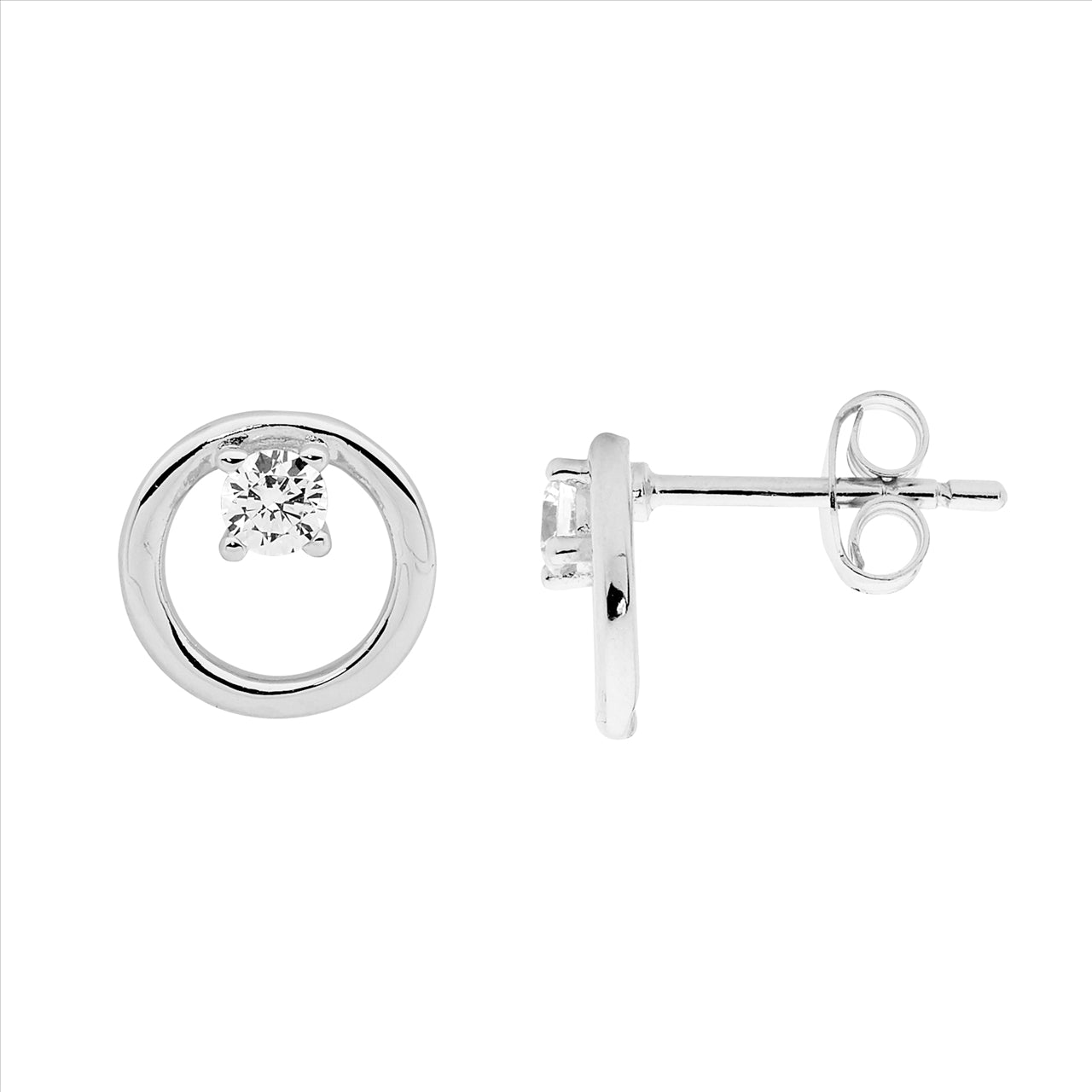 Open Circle CZ Stud Earrings