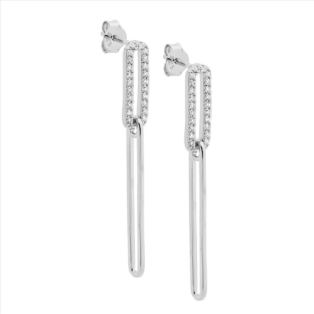 Open Oval Drop CZ Stud Earring