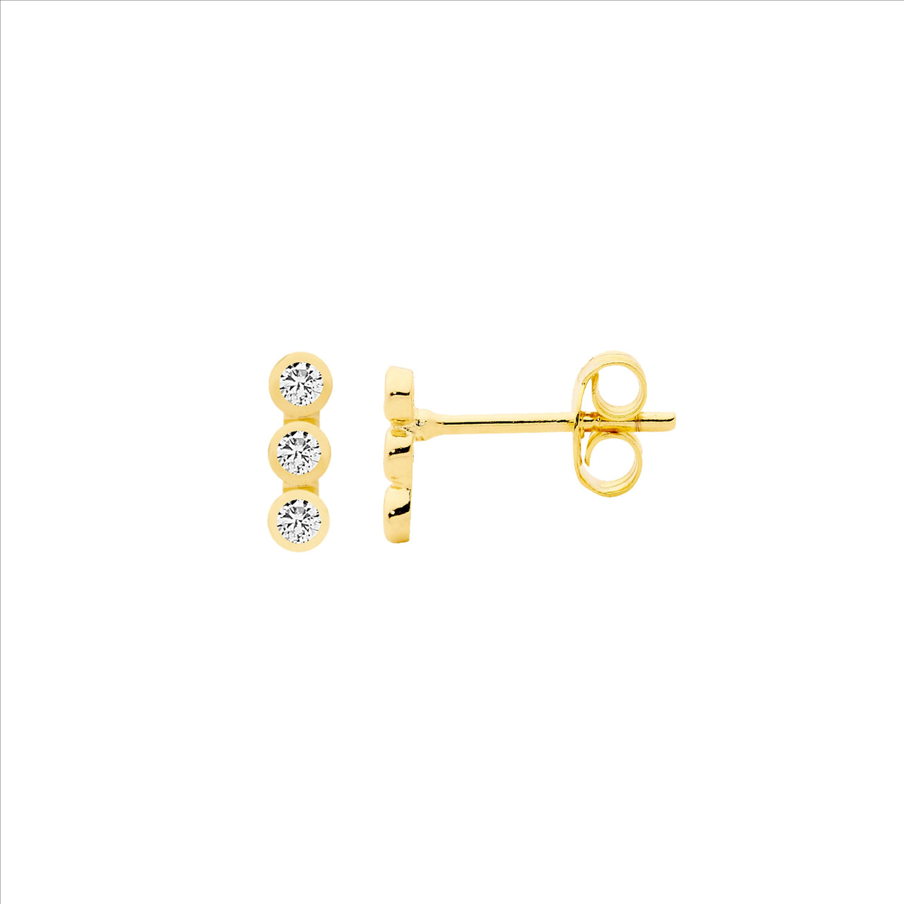 Bezel Set CZ Earrings 18ct Gold Plated