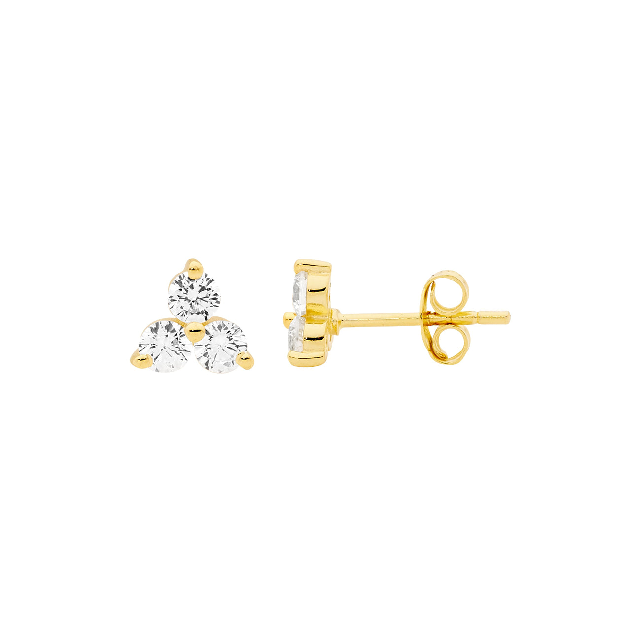 Tri Shape CZ Earrings 18ct Gold Plated