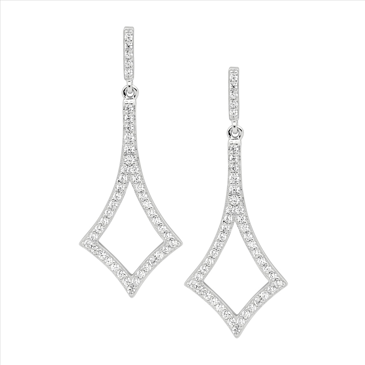 Sterling Silver 40mm Drop CZ Earrings