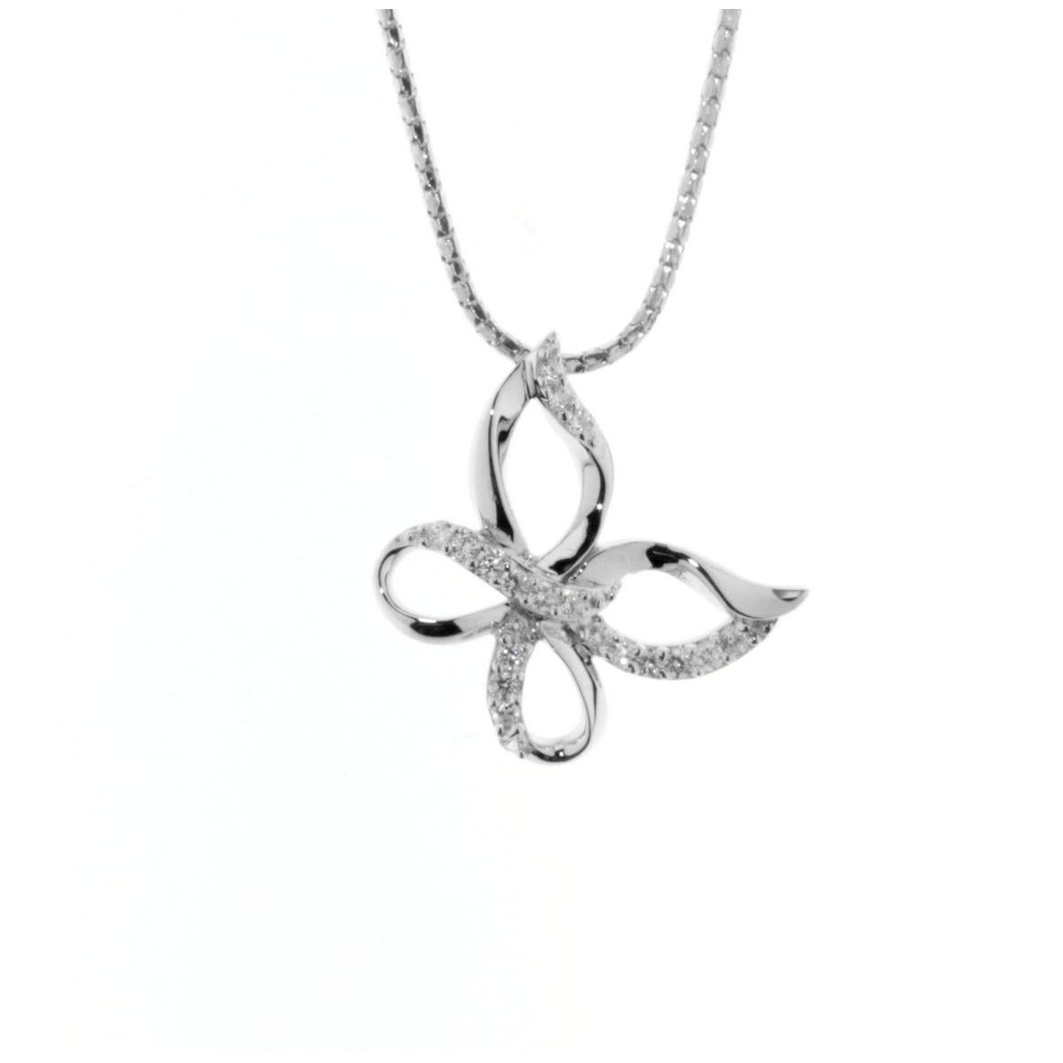 Sterling Silver CZ Butterfly Necklace