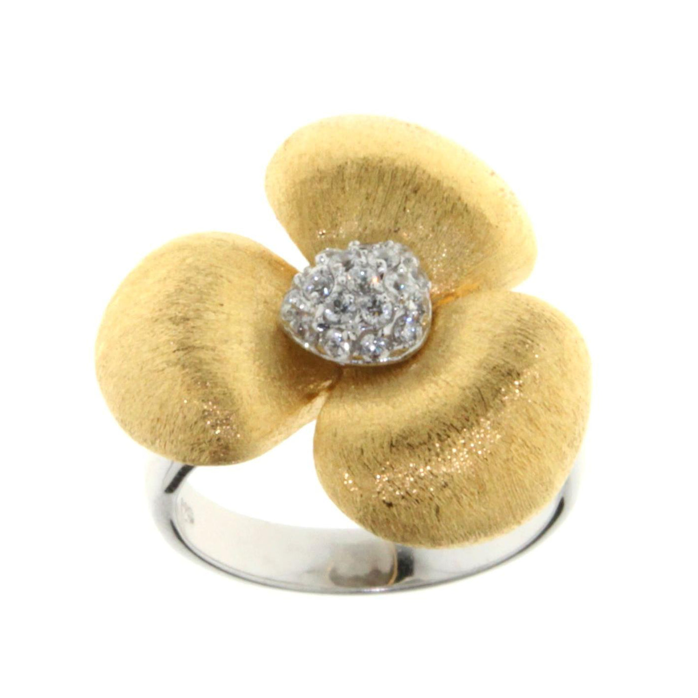 Sterling Silver Flower Ring 18ct Gold Plated