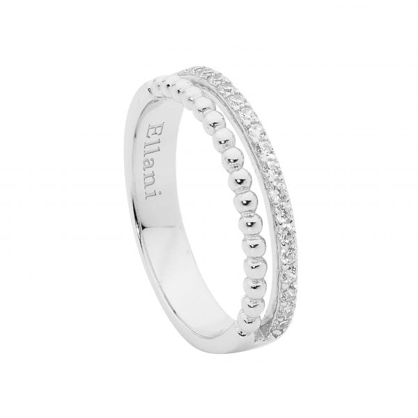 Sterling Silver Split Band CZ Ring