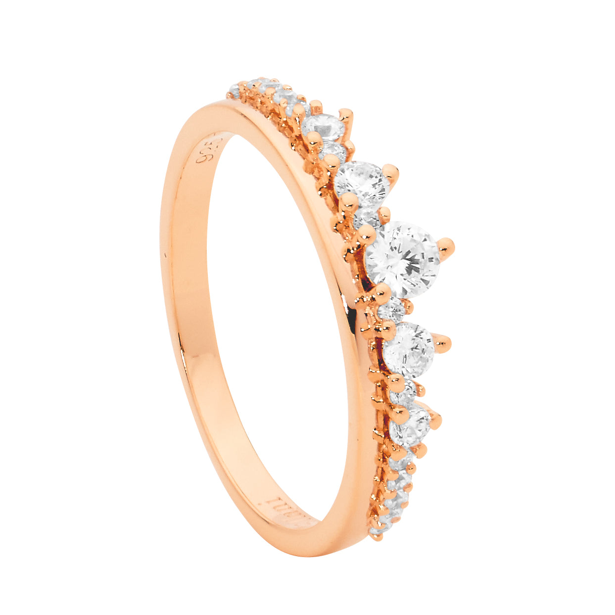 CZ Gradual Ring 18ct Rose Gold Plated