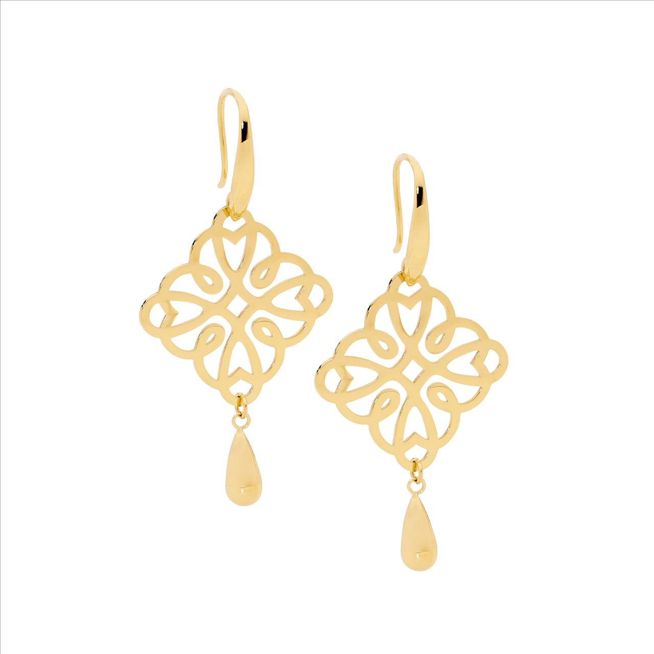Filigree Square with Tear Drop Earrings