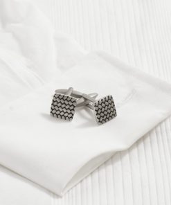 Cudworth Stainless Steel Sandblasted Tyre Pattern Cufflinks