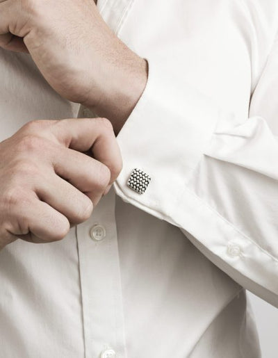 Cudworth Stainless Steel Sandblasted Tyre Pattern Cufflinks