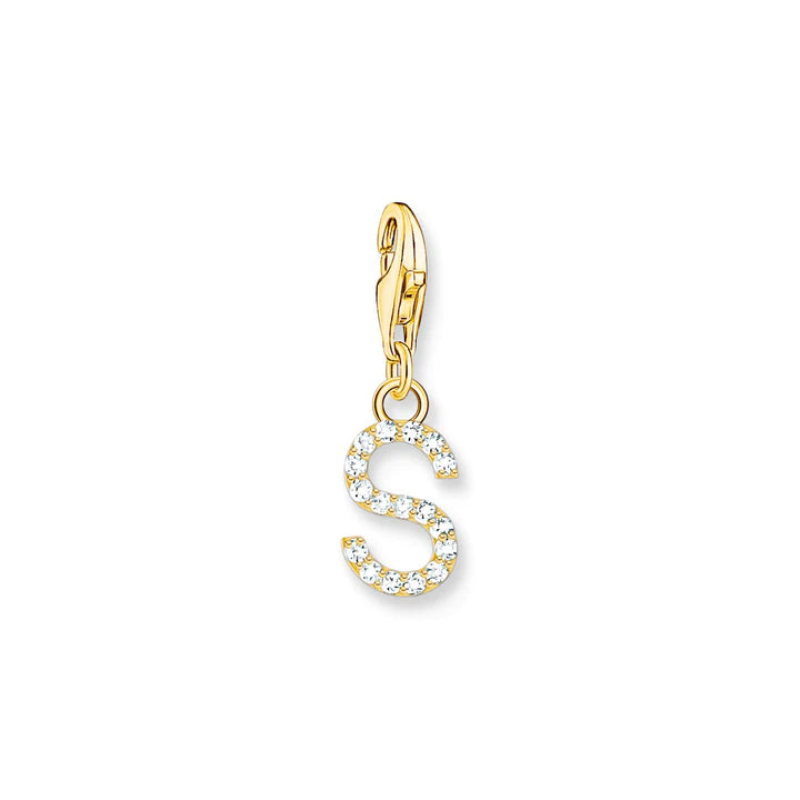 Thomas Sabo Charm Gold Plated CZ Letter 'S'