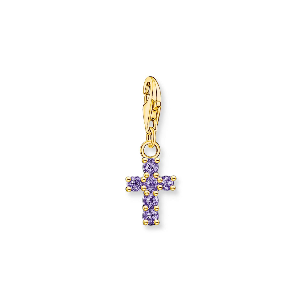 Thomas Sabo Charm Purple CZ Cross 18ct Gold Plated