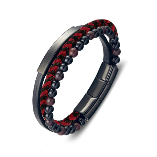 Blaze Multi-Strand Leather & Beaded Bangle