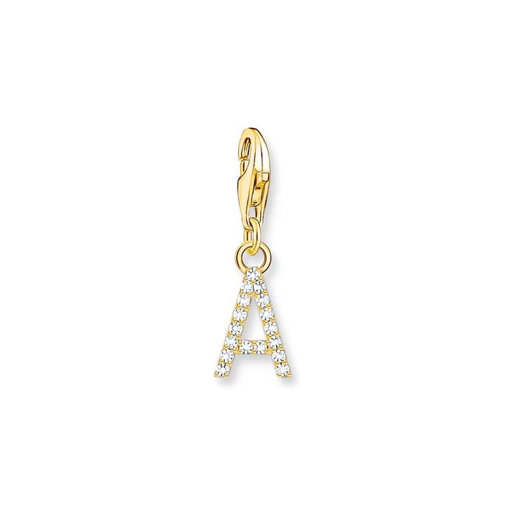 Thomas Sabo Charm CZ Letter A Gold Plated