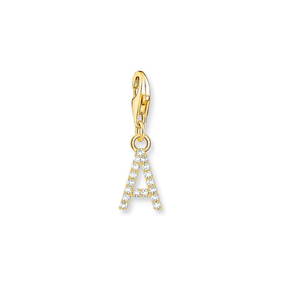 Thomas Sabo Charm CZ Letter A Gold Plated