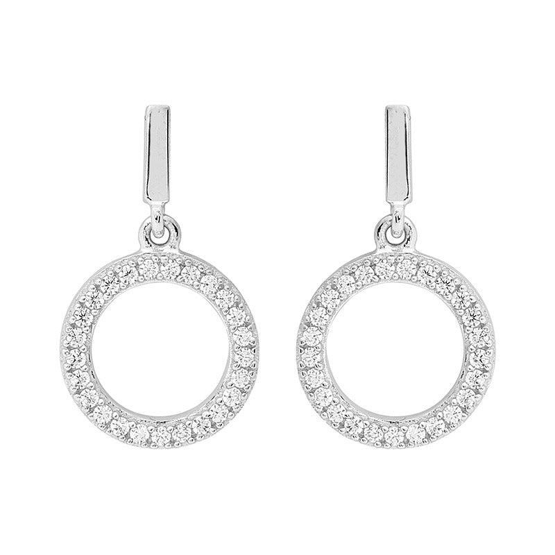 Ellani Cubic Zirconia Drop Circle Earrings