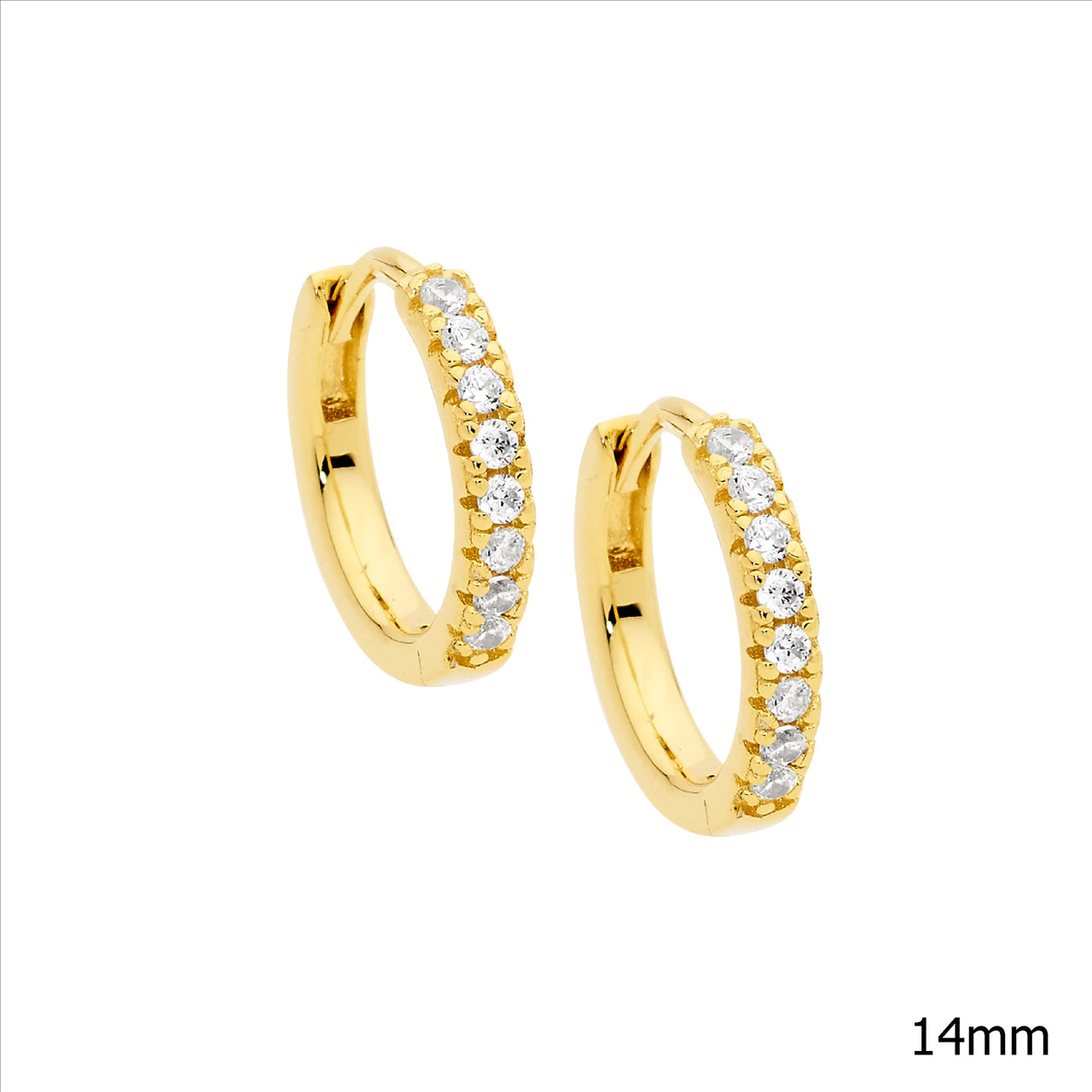 Cubic Zirconica 14mm Hoop Earrings 18ct Gold Plated