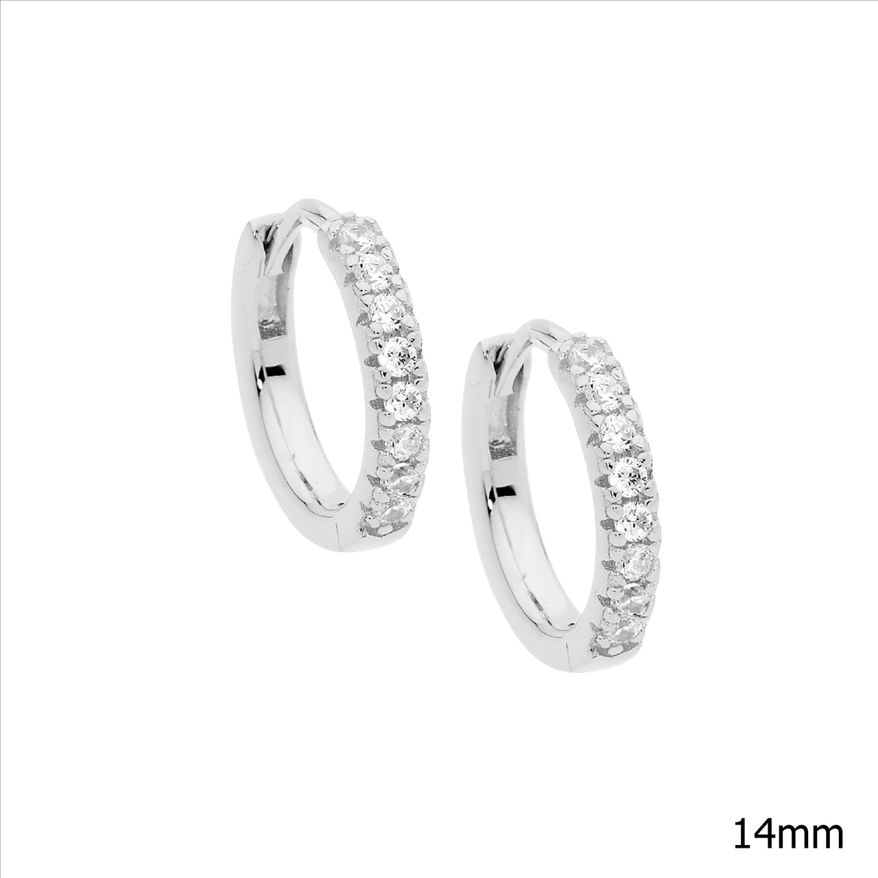 Silver CZ 14mm Hoop Earrings