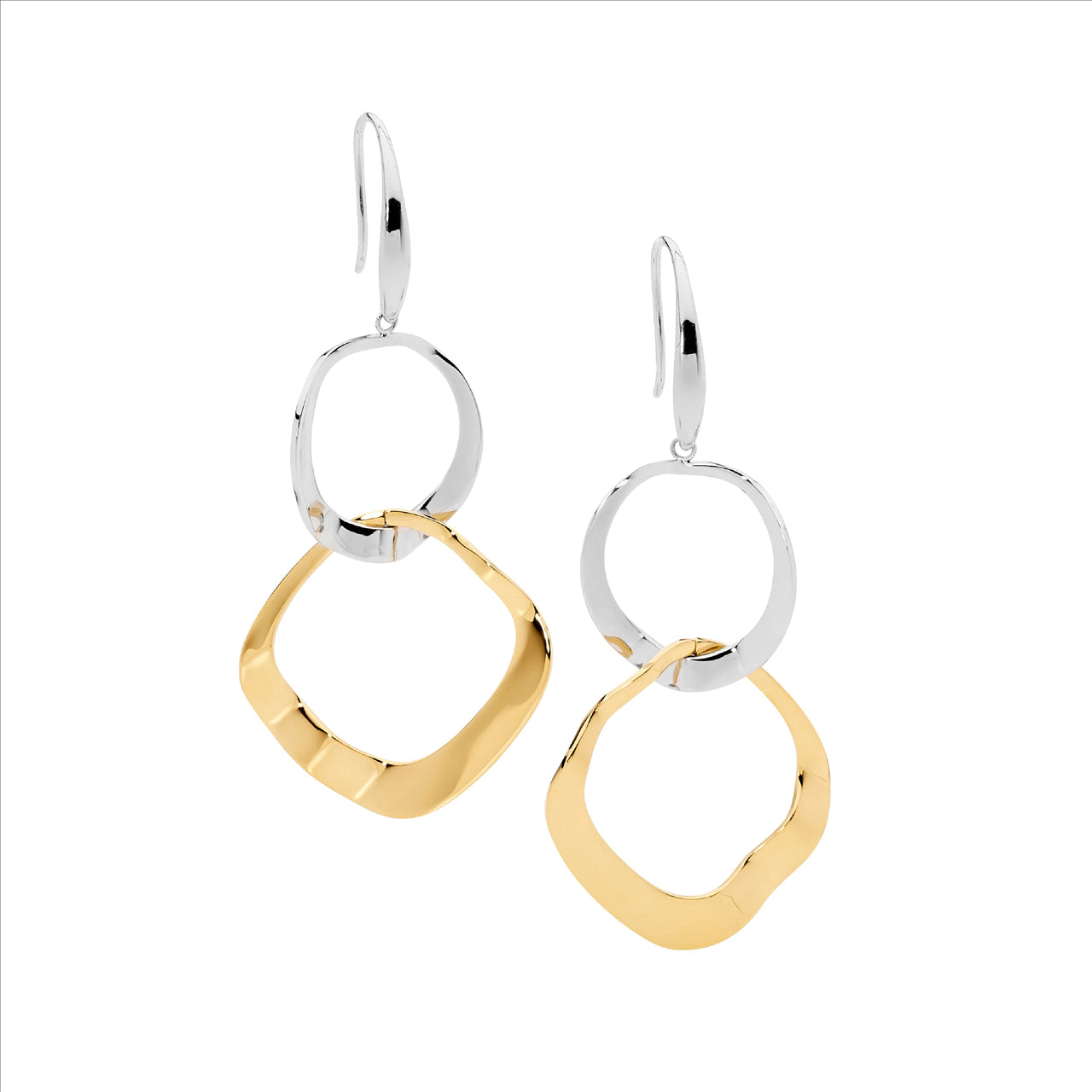 2-Tone Double Weave Open Circle Earrings