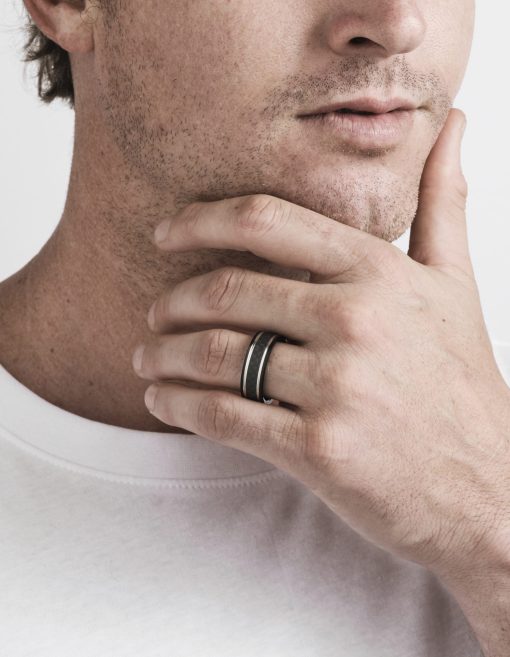 Ion Plated Black Stainless Steel with Carbon Fibre Inlay Ring