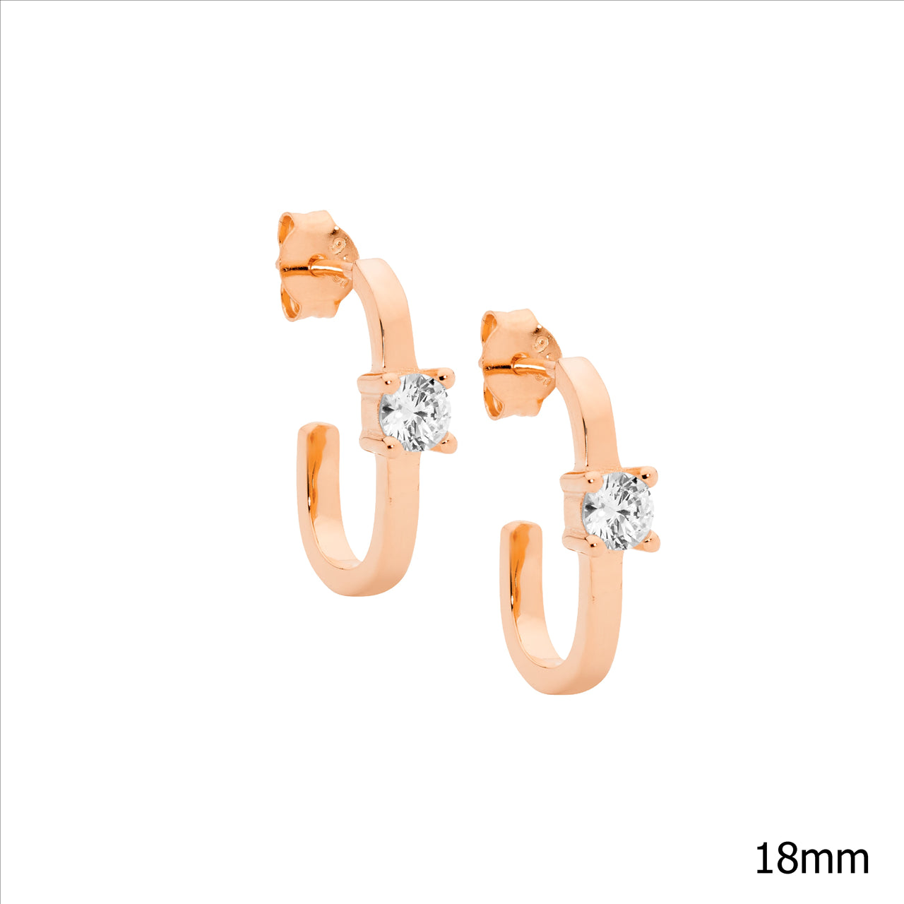 18mm Oval Earrings Cubic Zirconia 18ct RGP