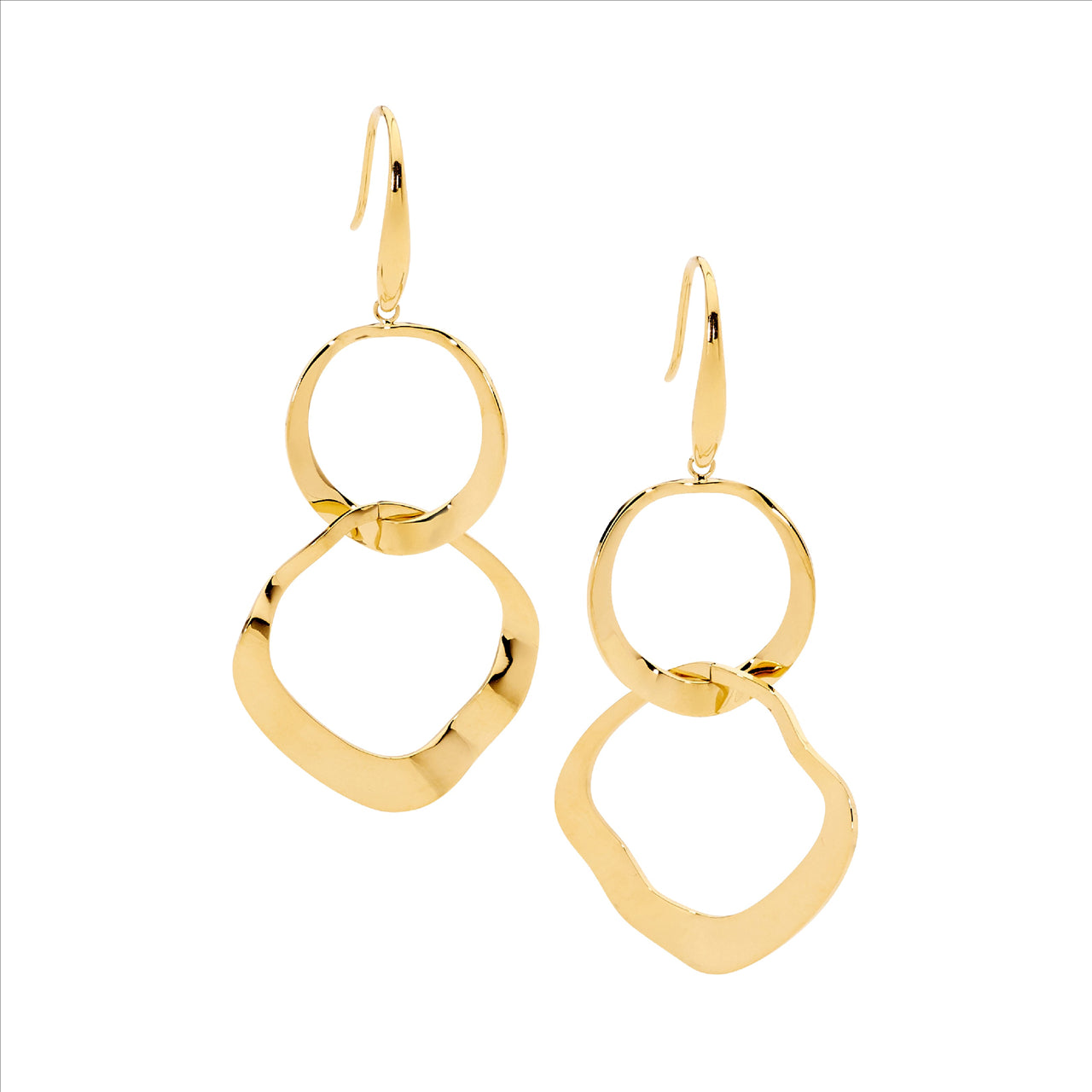Double Weave Open Circle Earrings 18ct GP