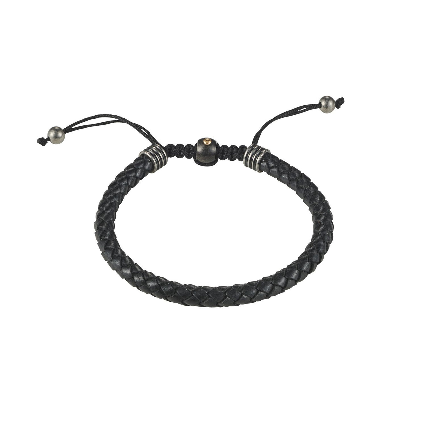Stainless Steel Black Cord Macrame Bracelet