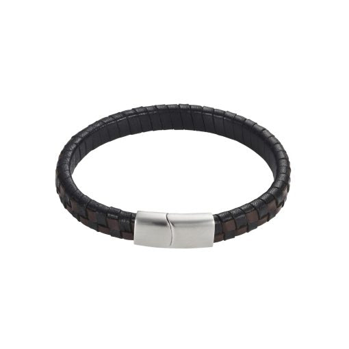 Savage S/S Brown/Black Braid Leather Bracelet