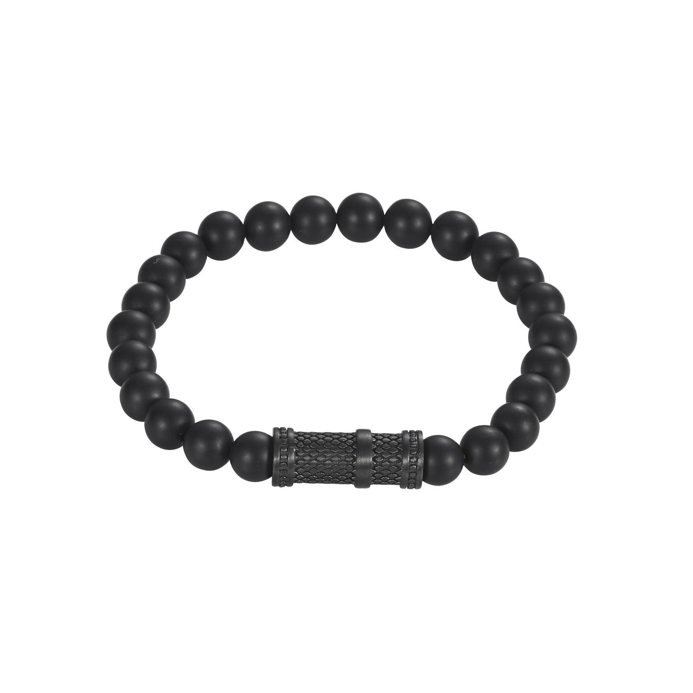 Black Ion Plated/Agate Bead Bracelet