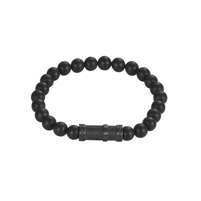 Black Ion Plated/Agate Bead Bracelet