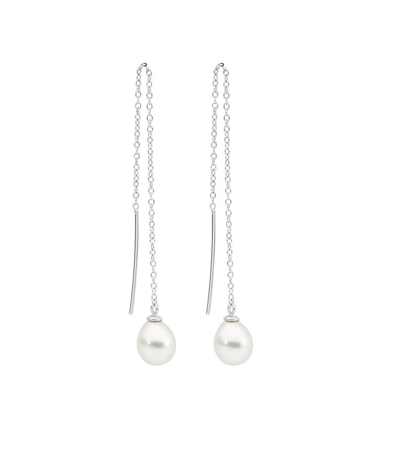 Sterling Silver Thread Earrings with FWP