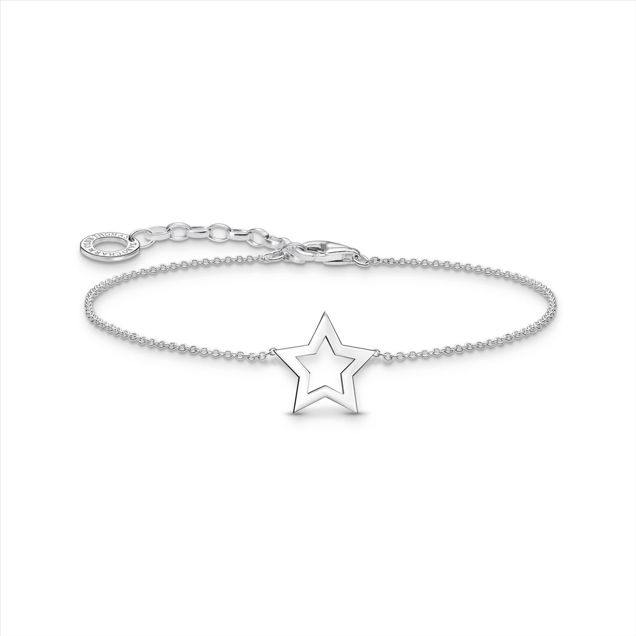 Sterling Silver Open Star Bracelet 16-19cm