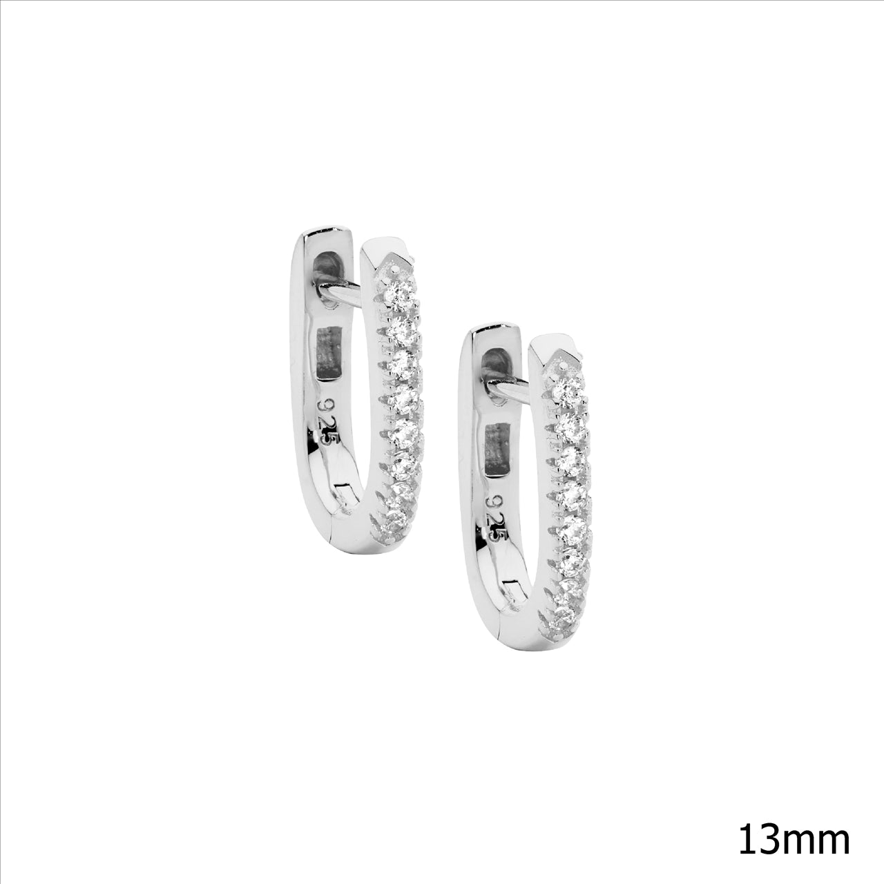 Cubic Zirconia 13mm Oval Hoop Earrings