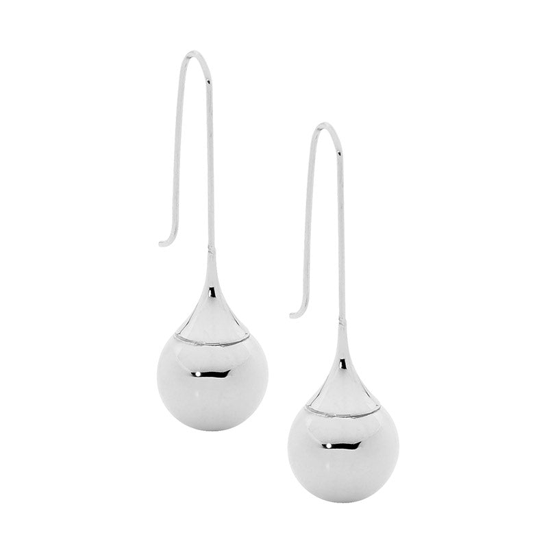 Long Drop Ball Earrings Silver