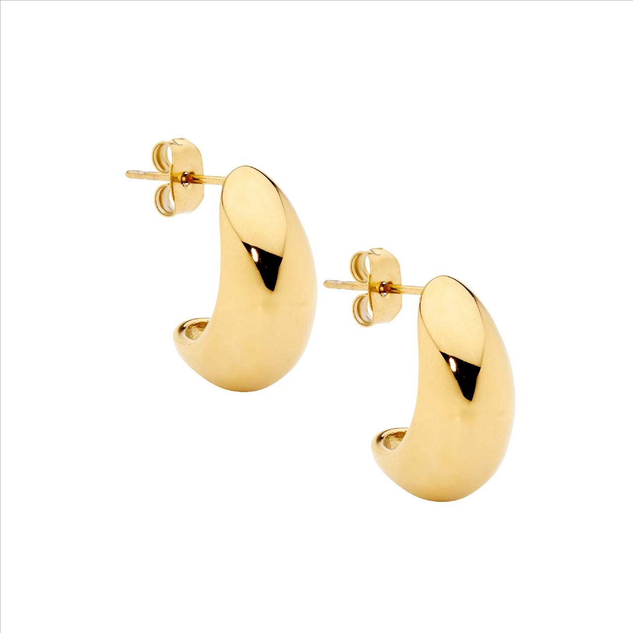 Stainless Steel Teardrop Earrings W/Gold IP Plated