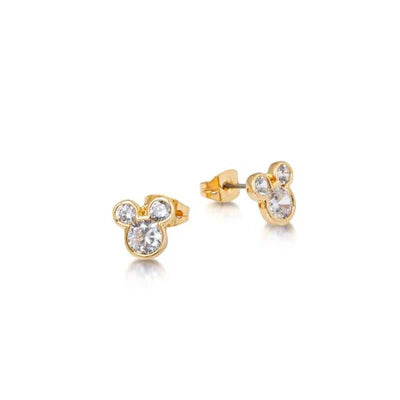 Yellow Gold Plated Mickey Crystal Studs