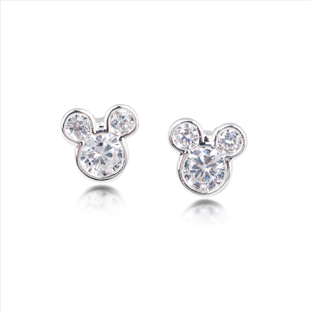 White Gold Plated Crystal Mickey Head Studs