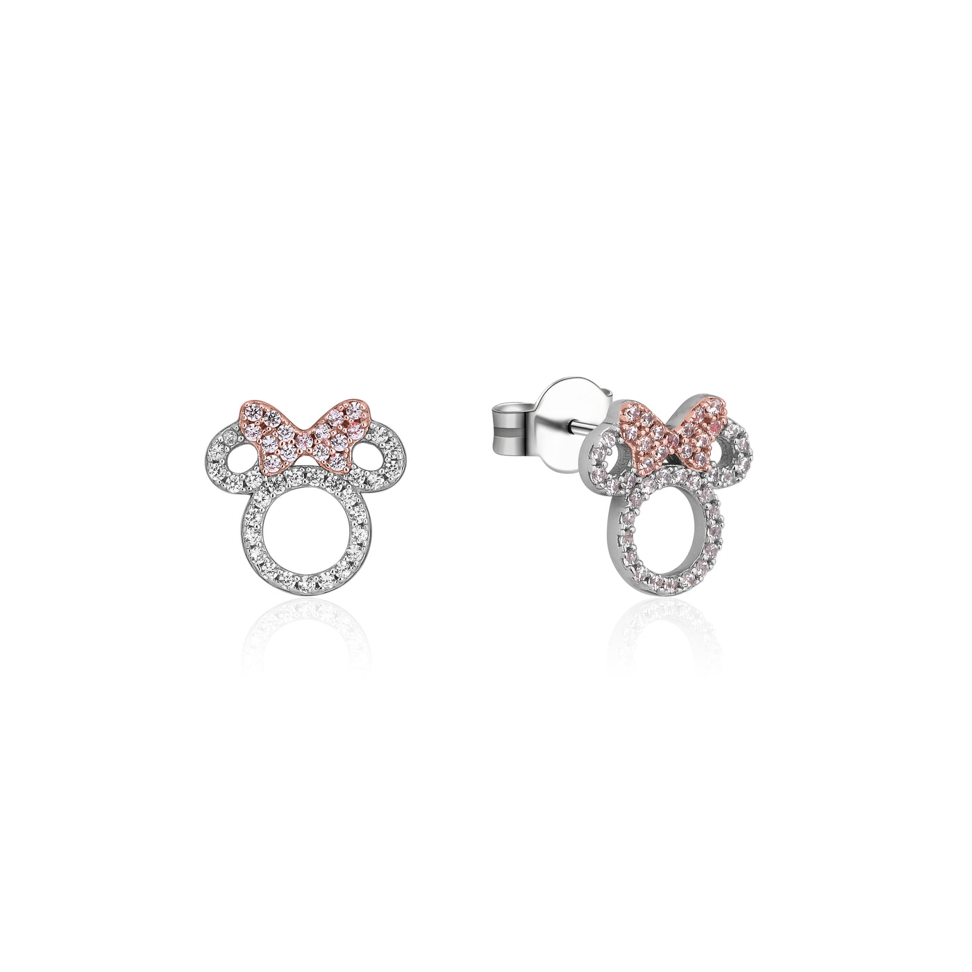 Sterling Silver Minnie Mouse Crystal Outline Studs