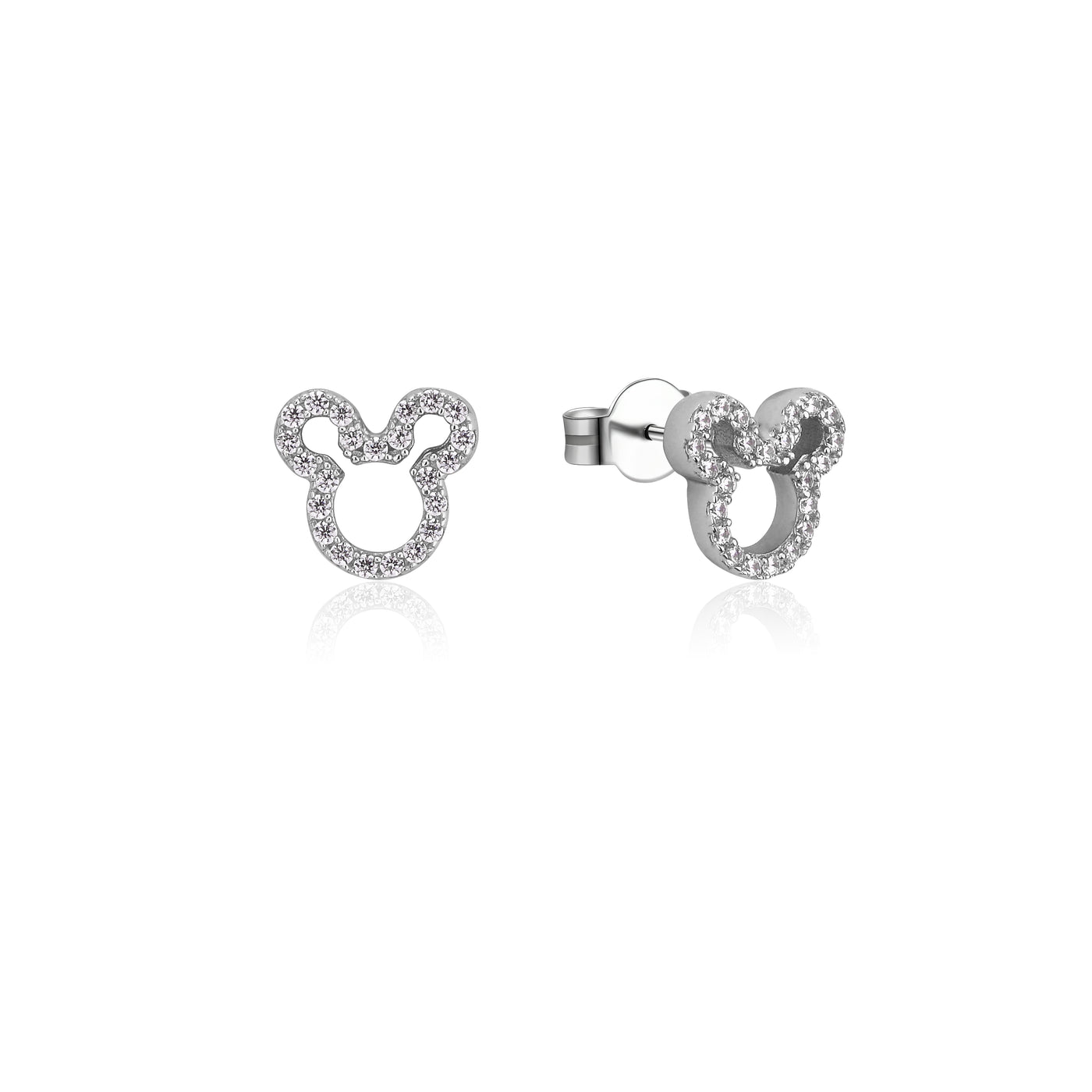 Sterling Silver Mickey Mouse Crystal Outline Studs