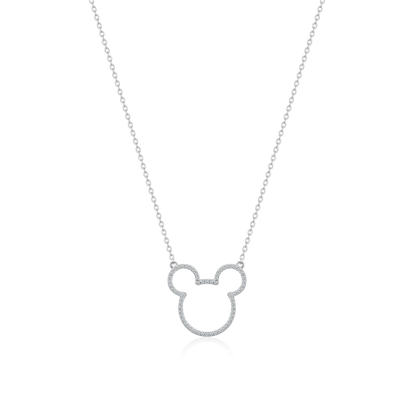 Sterling Silver Mickey Mouse Cubic Zirconia Outline Necklace