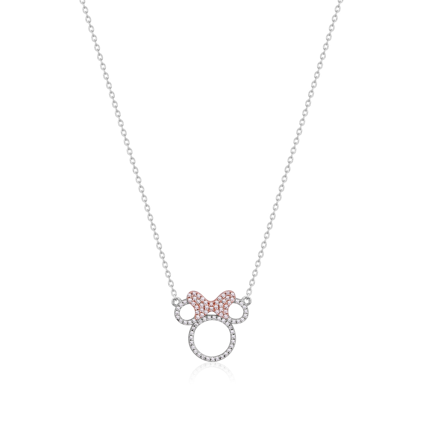 Sterling Silver Minnie Mouse CZ Outline Necklace