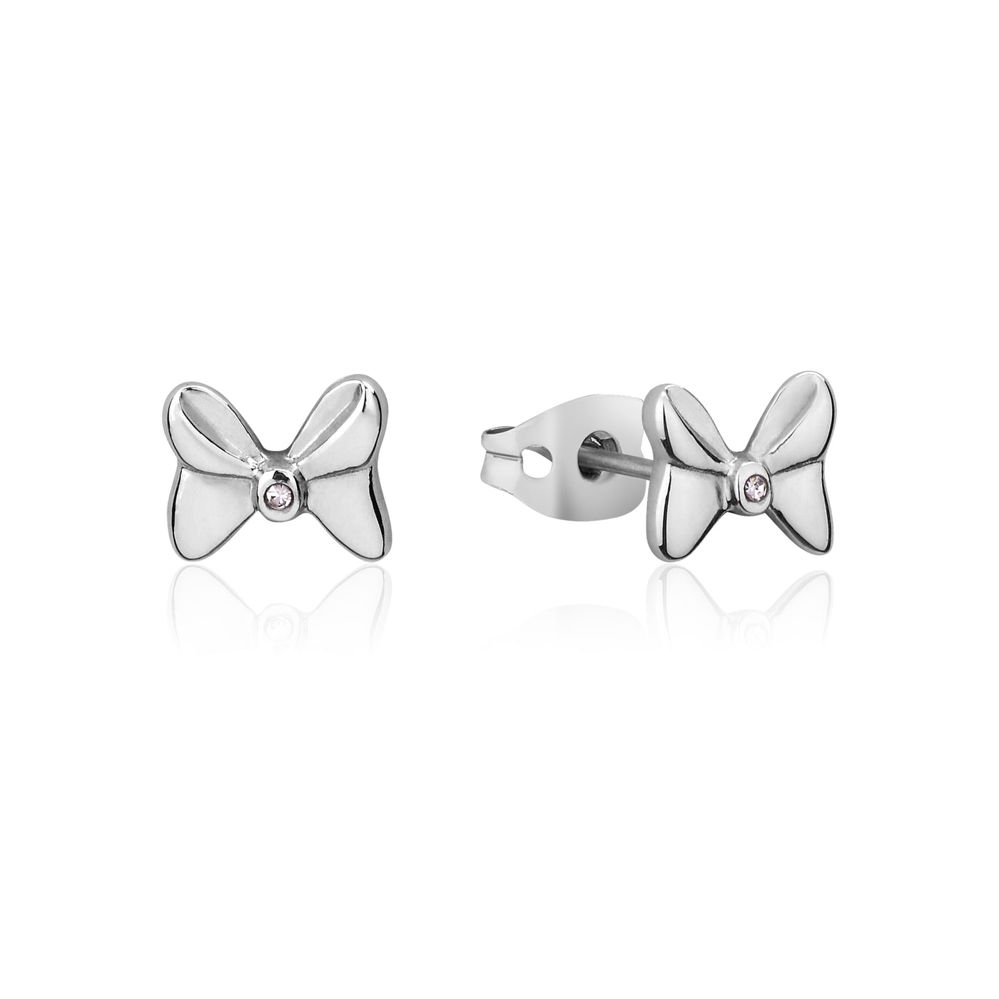 Silver Minnie Mouse Bow Studs